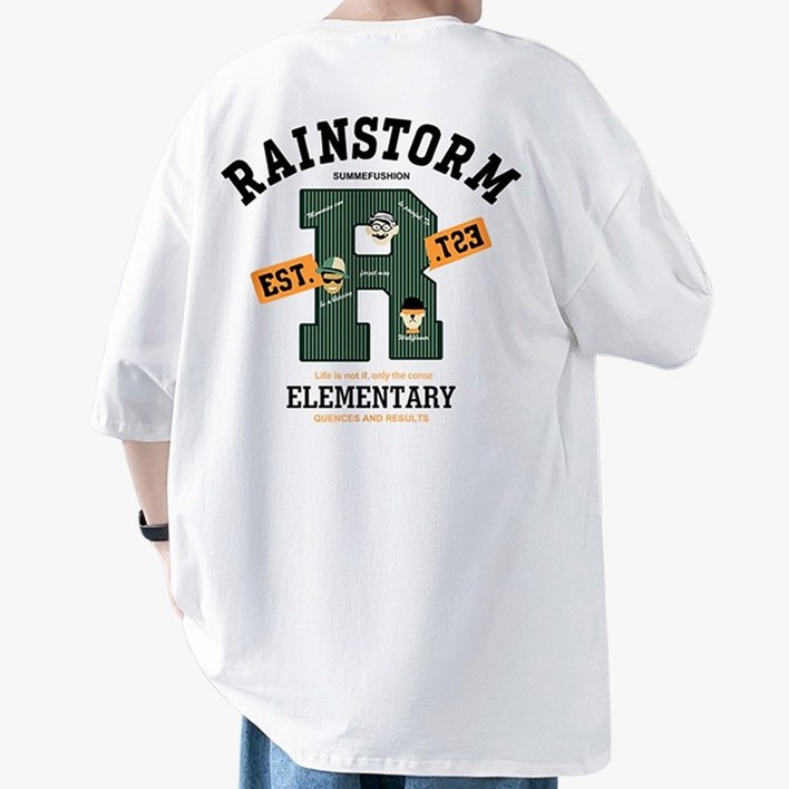 모던바이브 남자 프린팅 오버핏 반팔티 반팔 티셔츠