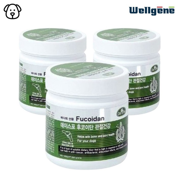 데이스포 후코이단 강아지 영양제 250g 관절 종합 피부 장 영양간식 져키 면역력 간식, 3개, 250g