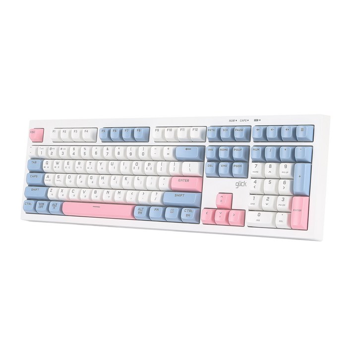 지클릭커 오피스프로 사일런스 무소음 방수 무선 블루투스 키보드 108키, 제조사축, WK50, SkyPink