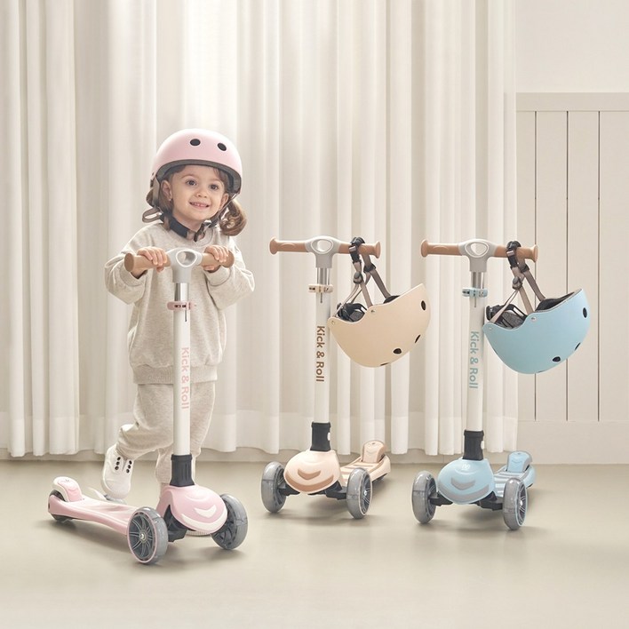 베네베네 킥앤롤 광폭 LED 폴딩 유아 아기 어린이 킥보드 스쿠터 접이식 씽씽카