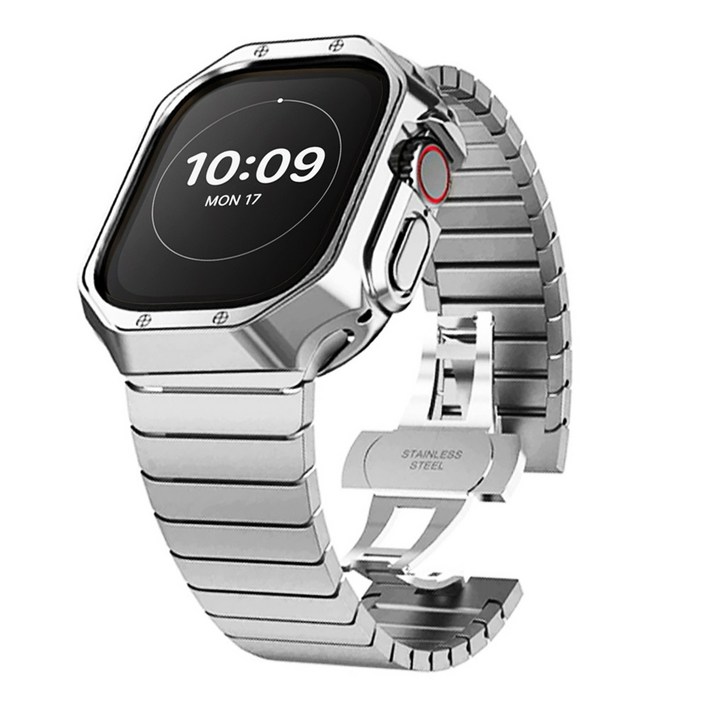 아이비온 애플워치 링크브레이슬릿 + 아머 케이스 세트 40 44, 퓨어실버