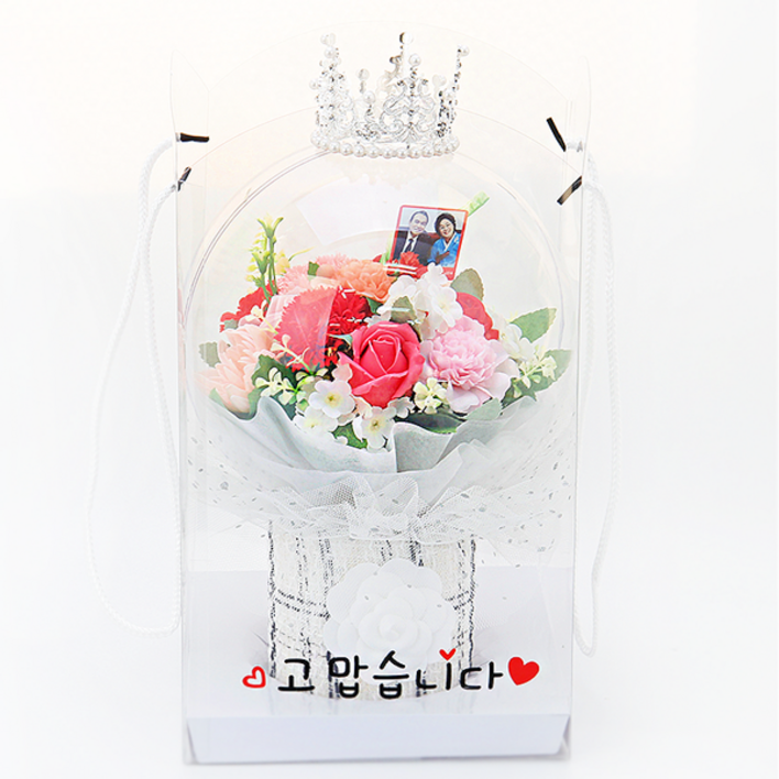 대형터지지 않는 카네이션 비누꽃 아크릴풍선스승의날 어버이날 생신 화이트데이 이벤트 환갑 생신, 1개