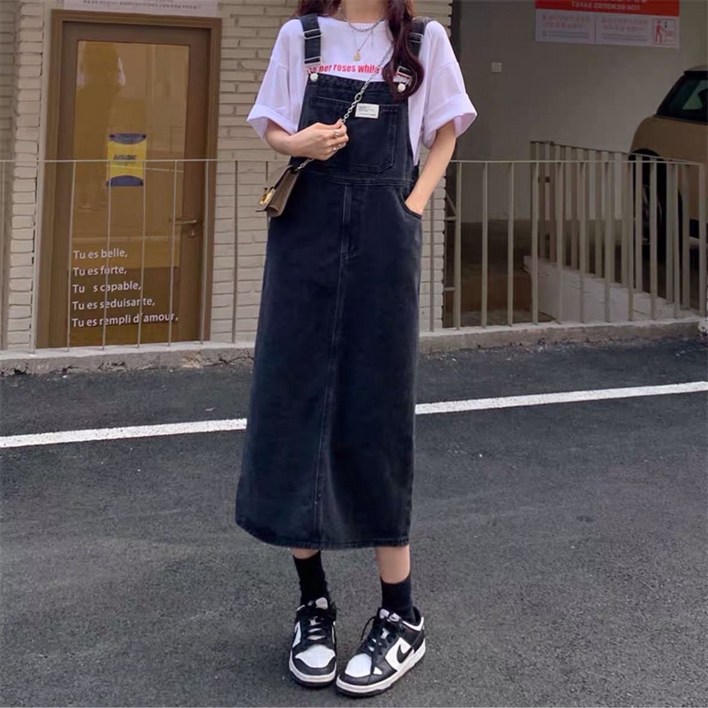 여성용 데님 멜빵 스커트 빅사이즈 박시 a라인 멜빵 원피스 F70271 여성용 데님 멜빵 스커트 빅사이즈 박시 a라인 멜빵 원피스 F70271