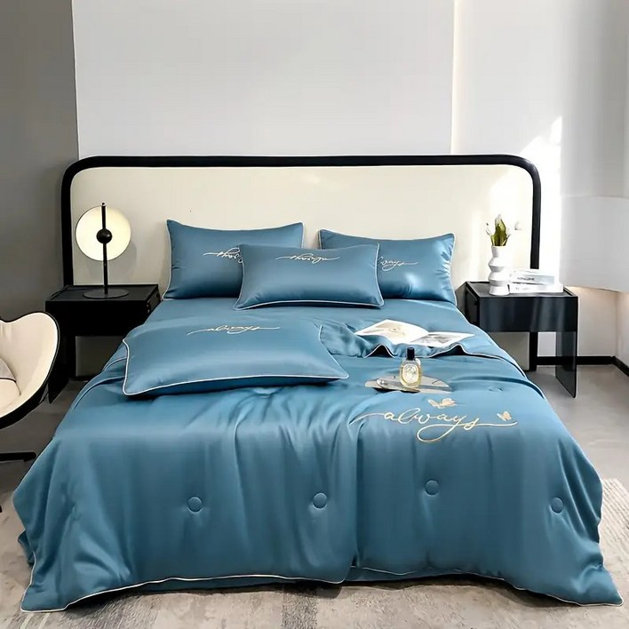 봄 여름 가을 사계절 이불 력셔리 소프트 호텔 수준 쿨링 실크 이불 1개