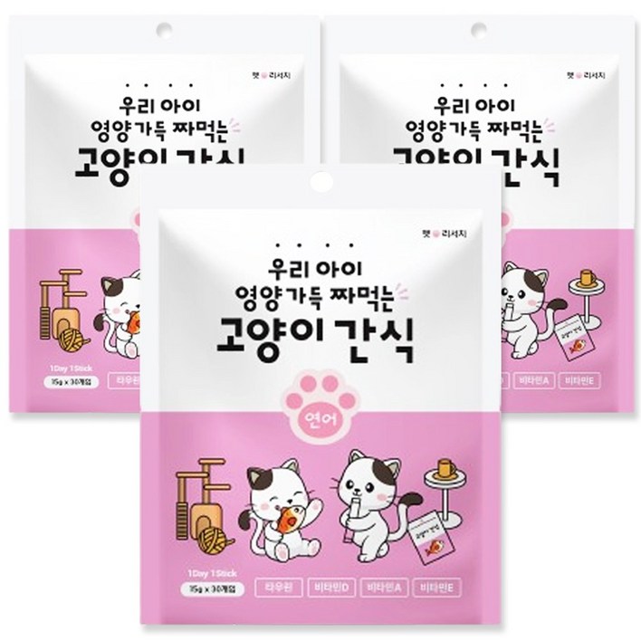 퐁츄르 짜먹는 고양이 간식, 연어, 15g, 90개