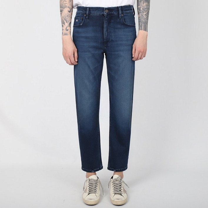 타미진스 남성 청바지 기모 크롭 릴렉스 테이퍼 다크블루 T32B7NET05TMT2