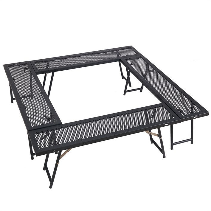 SUNYE 다기능 난로 테이블 수납 가방이있는 재구성 가능한 야외 철제 난로 테이블