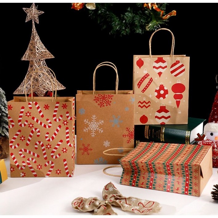 크리스마스종이가방지팡이15장포레스트15장 선물가방 쇼핑백 선물봉투 답례품, 30장