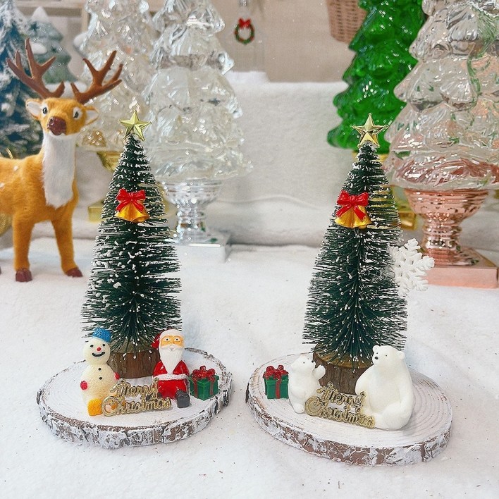 크리스마스 미니어처 트리 산타 눈사람 북극곰 인형 장식 인테리어 소품 디자인상품, 북극곰, 1개 춤추는곰돌이