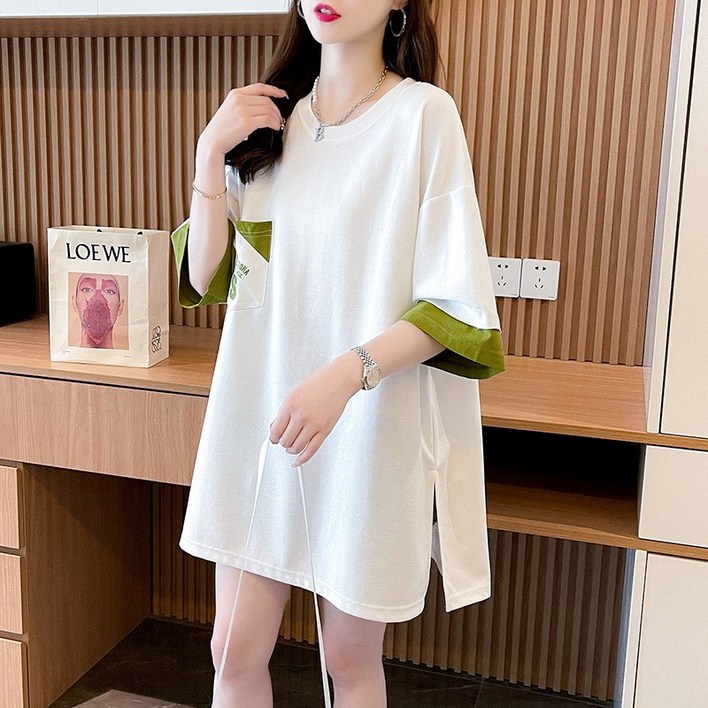 여성 오버핏 반팔티셔츠 박스 반팔티 T-32