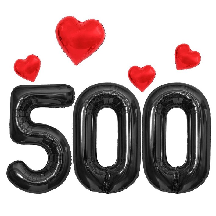 해피제이니 특별한 기념일 이벤트 파티 초대형 블랙숫자 하트 호일풍선 파티용품 세트