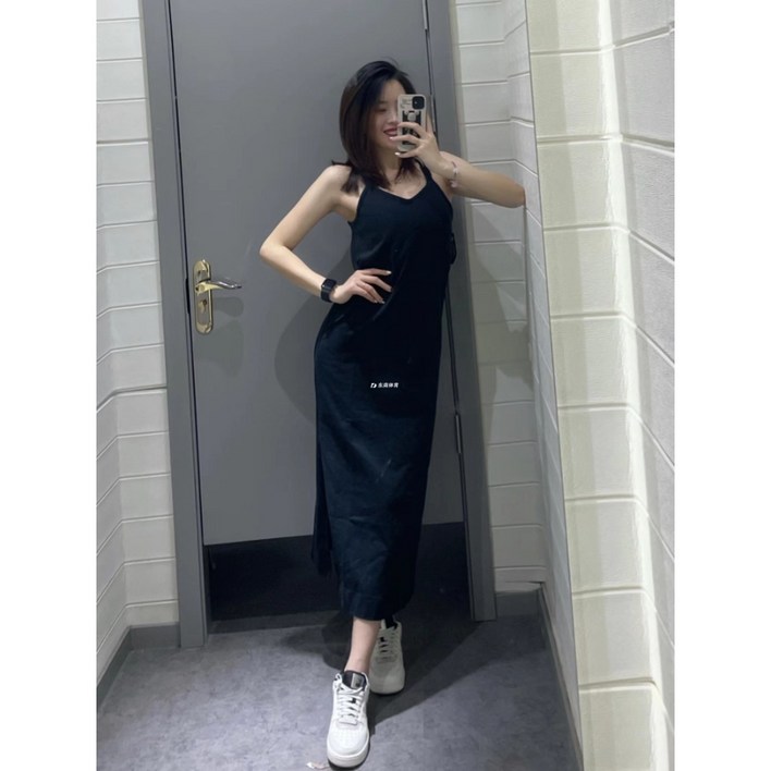 여성용 니트 편안한 통기성 캐주얼 민소매 솔리드 컬러 슬링 드레스 CJ3751-010