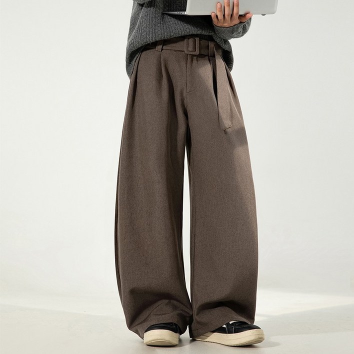 이븐클로젯 남성 핀턱 와이드 벌룬 팬츠 루즈핏 밴딩 슬랙스