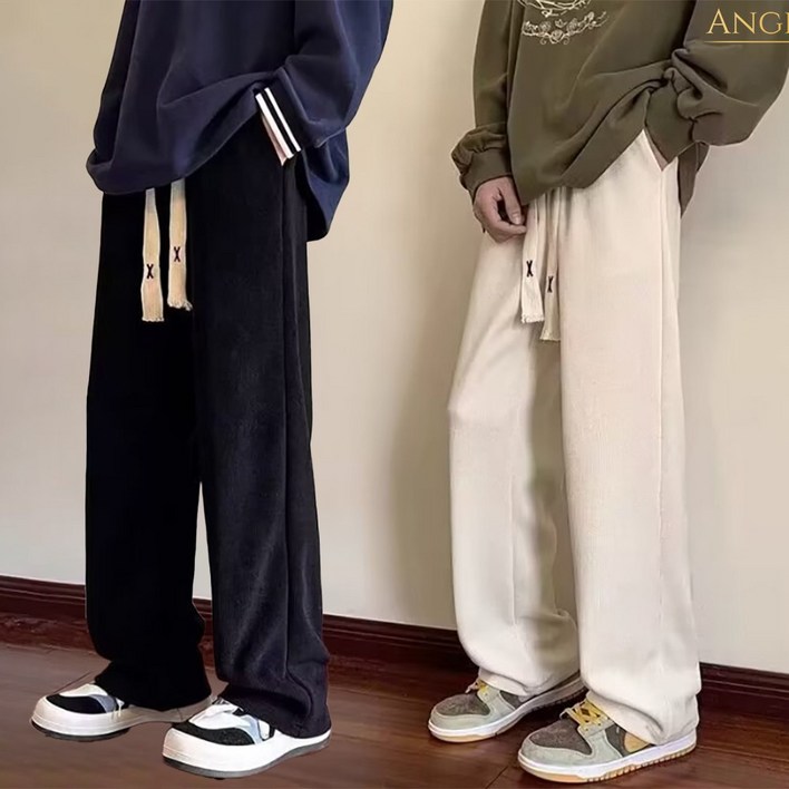 남자 코듀로이팬츠 겨울기모바지 밴딩기모팬츠 츄리닝 남성트레이닝 골덴 와이드 일자 융털V1