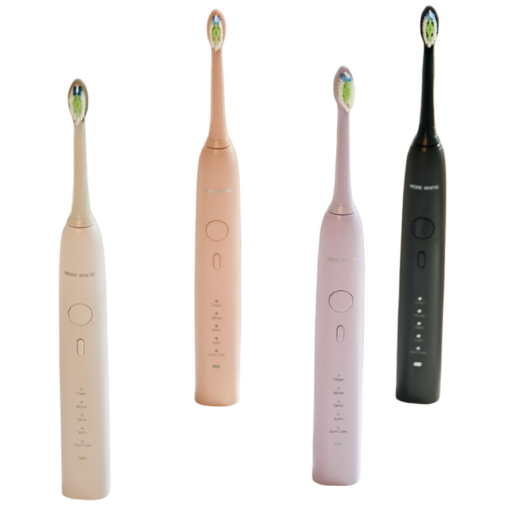 모어화이트 최신형 초미세 무선 음파 진동 초음파 전동칫솔 세트, 1세트, 블랙, 비바소닉 프로