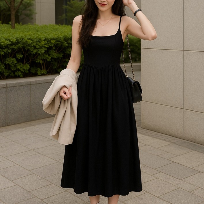 한아로지스 시원한 바캉스룩 나시 원피스