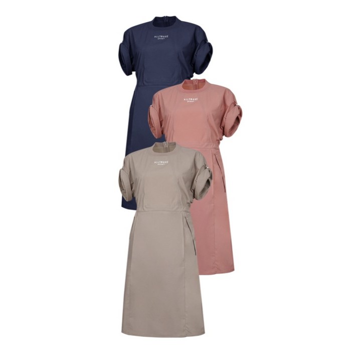 빌트모아 여성 캐주얼 롤업 숏 슬리브 반팔 원피스