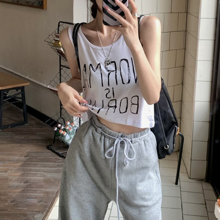 비비에모 여성용 언유즈 딥U넥 민소매 크롭 나시티 03888