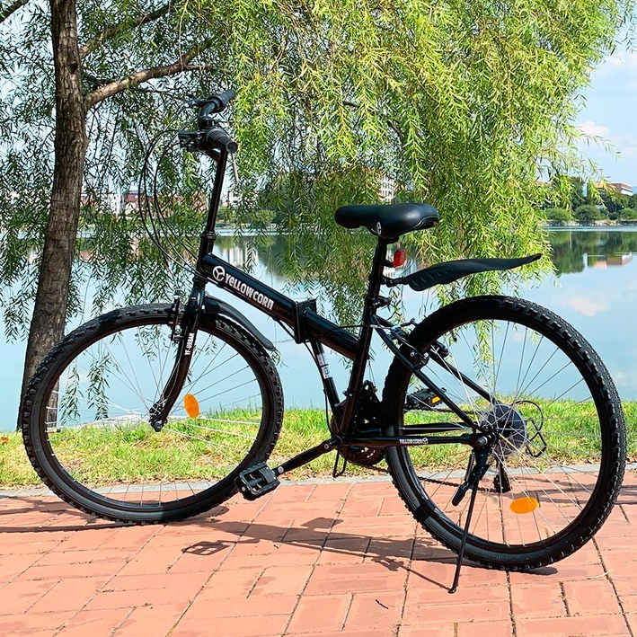 옐로우콘 어반 MTB형 접이식 자전거 21단 61cm, 블랙