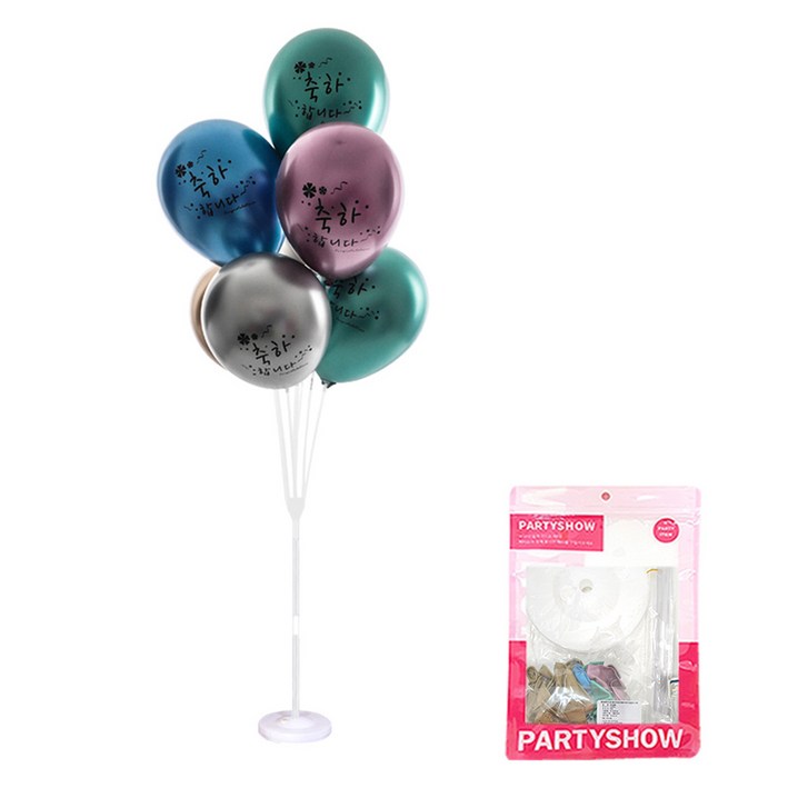 파티쇼 크롬 축하합니다 풍선꽂이장식 세트 130cm