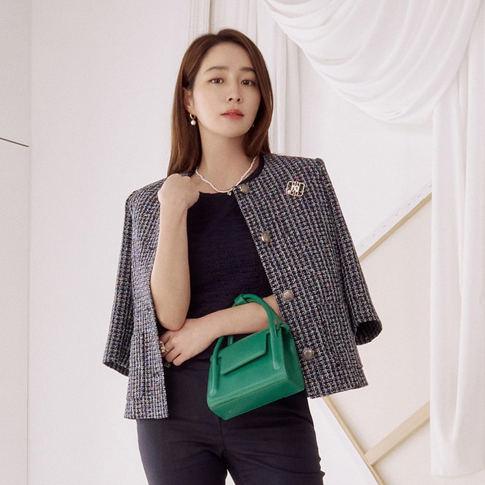 크로커다일레이디 여성용 라운드넥 캐쥬얼 트위드 자켓 CLCMJK113