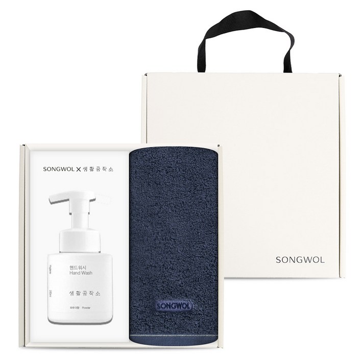 송월타올 × 생활공작소 프리즘 호텔수건 170g  30수 코마사 + 핸드워시 250ml 선물세트