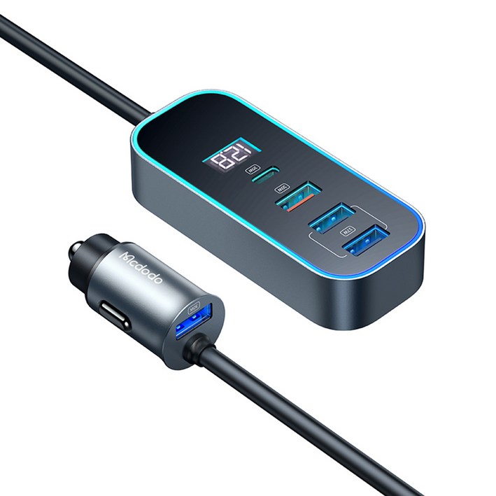 맥도도 차량용 디스플레이 5포트 확장형 멀티 고속충전기 PD PPS QC4.0+ 100W, CC-1900, 딥그레이