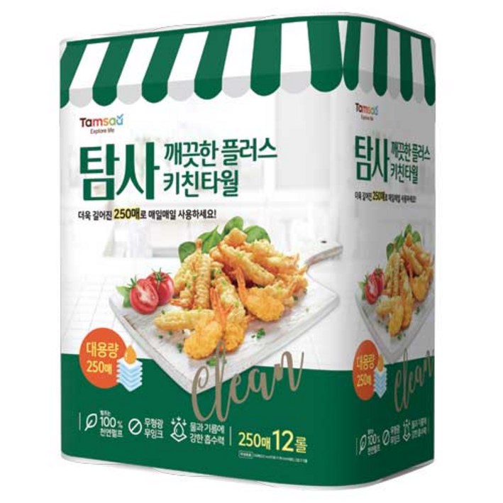 탐사 깨끗한 플러스 키친타월, 12개입, 12개