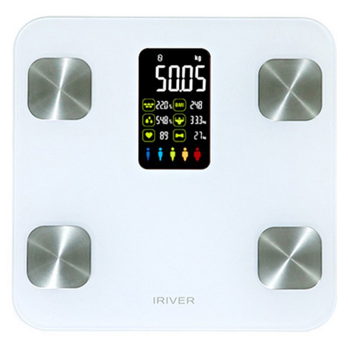 아이리버 대형 LCD 스마트 체지방 체중계, BFL303B, 화이트, 1개