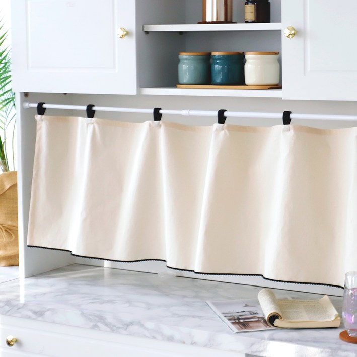 까사베르데 블랙라인 포인트 광목 고리형 바란스커튼