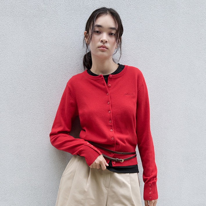 로라로라 여성용 라운드 버튼 가디건