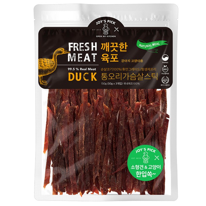 조이스픽 깨끗한육포 중소형 강아지 간식 스틱 150g, 통오리가슴살, 150g, 1개