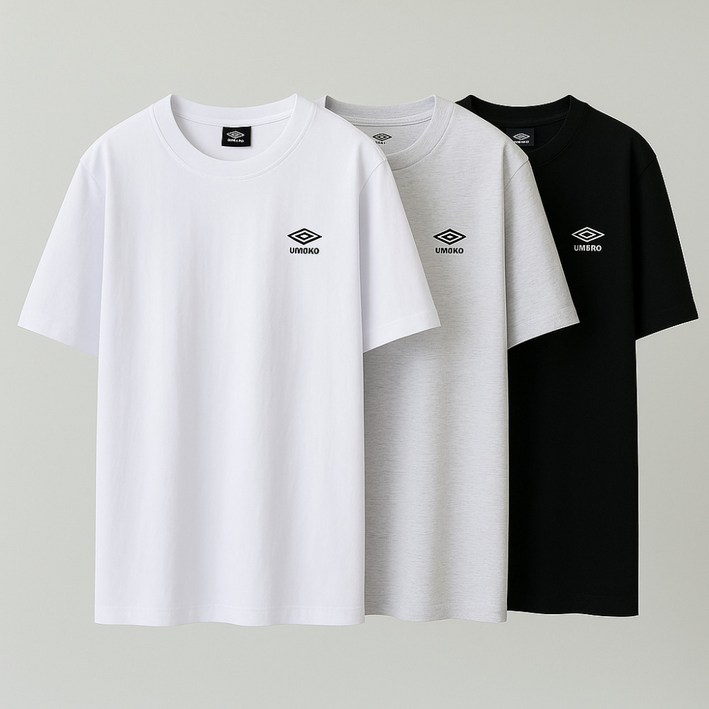 국내백화점 엄브로 코어 로고 반팔 티셔츠 남녀공용 커플티 여름 쿨링 라운드넥 3컬러 심플한 베이직 디자인