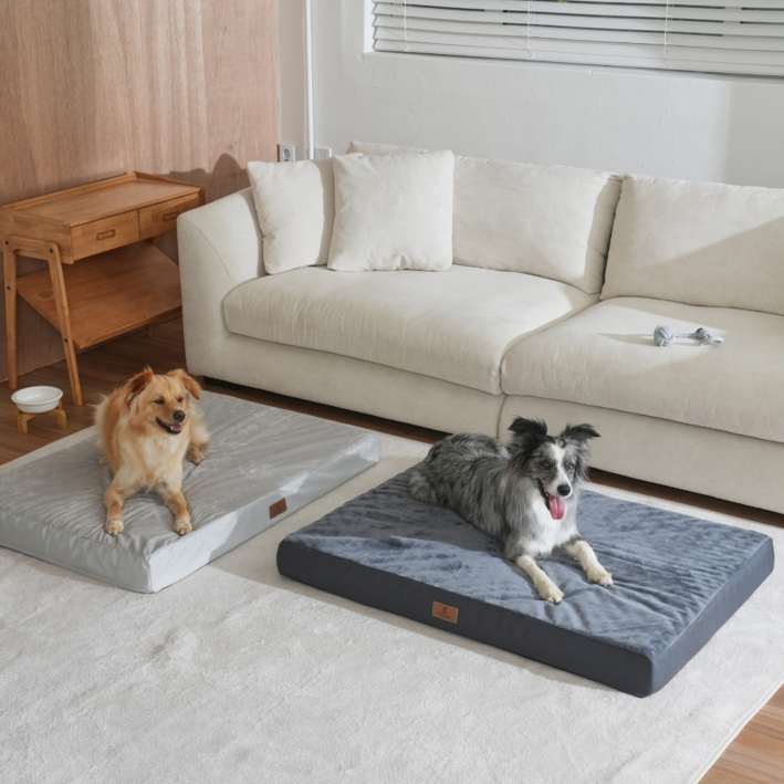 런레이더 반려동물 대형견 사각 방석, 1개, 진그레이