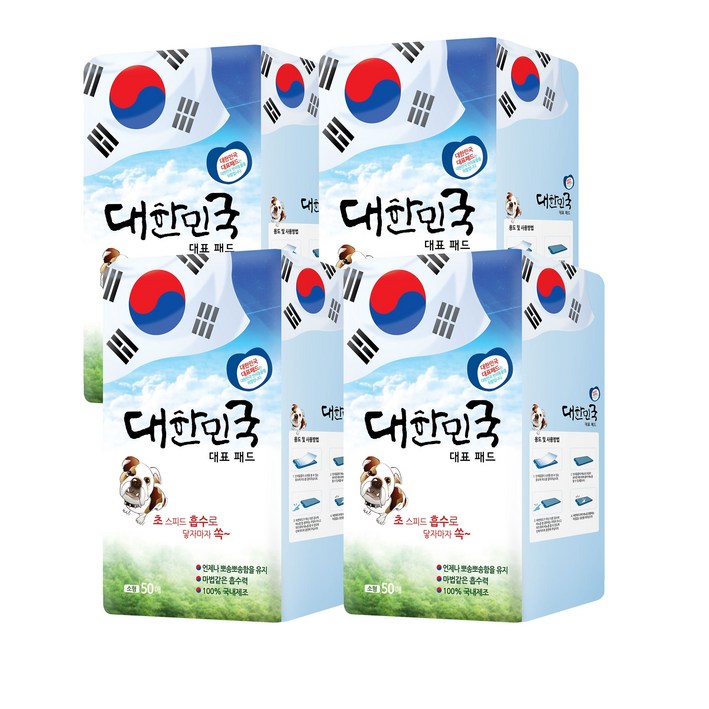 피알지 대한민국 대표패드 4050 소형 50매 무향 배변패드, 50개입, 4개