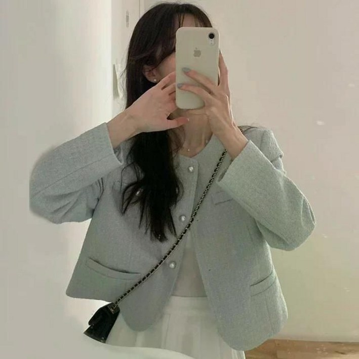 10월결혼식하객룩 여성트위드자켓 간절기 자켓