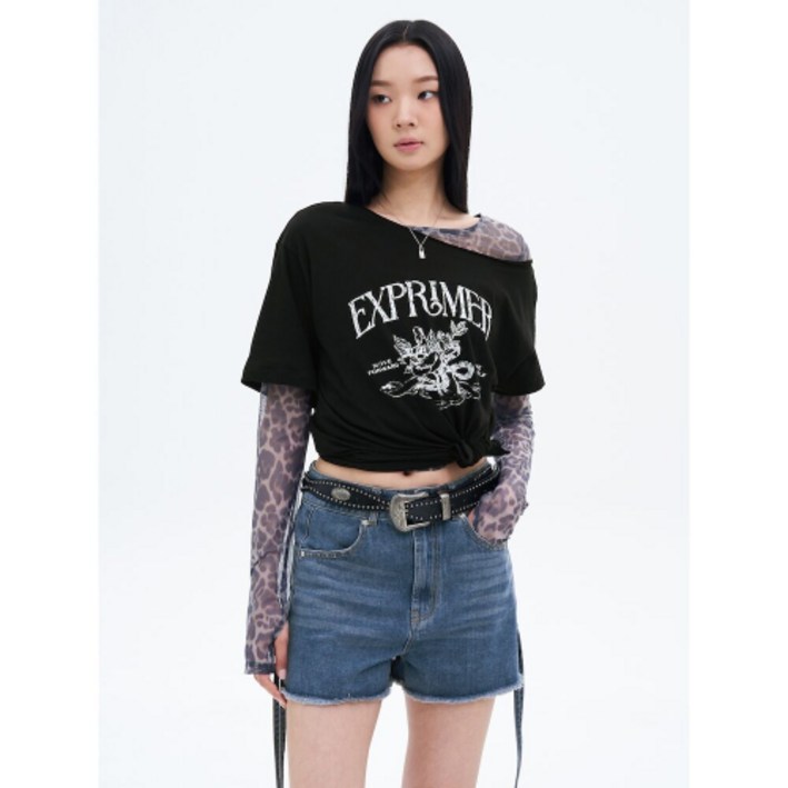 에잇세컨즈 8 Seconds 8SECONDS 루즈핏 오프숄더 그래픽 티셔츠 블랙 165442AQA5 469732