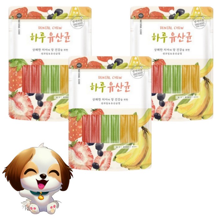 네츄럴코어 가수분해 하루유산균 애견개껌 간식 12p, 과일혼합, 72g, 3개, 1개, 72g