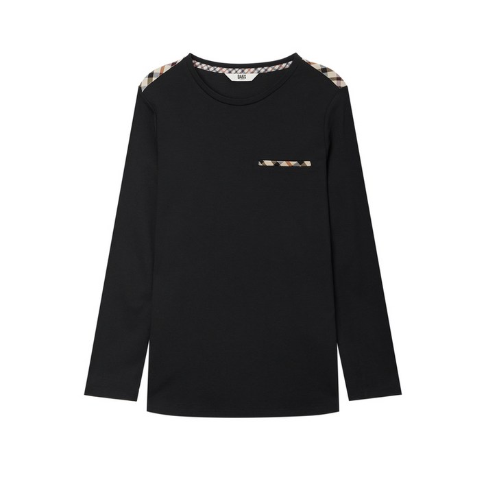 23FW 인기베스트populet블랙 체크배색 긴팔티셔츠 WKTS3D001BK