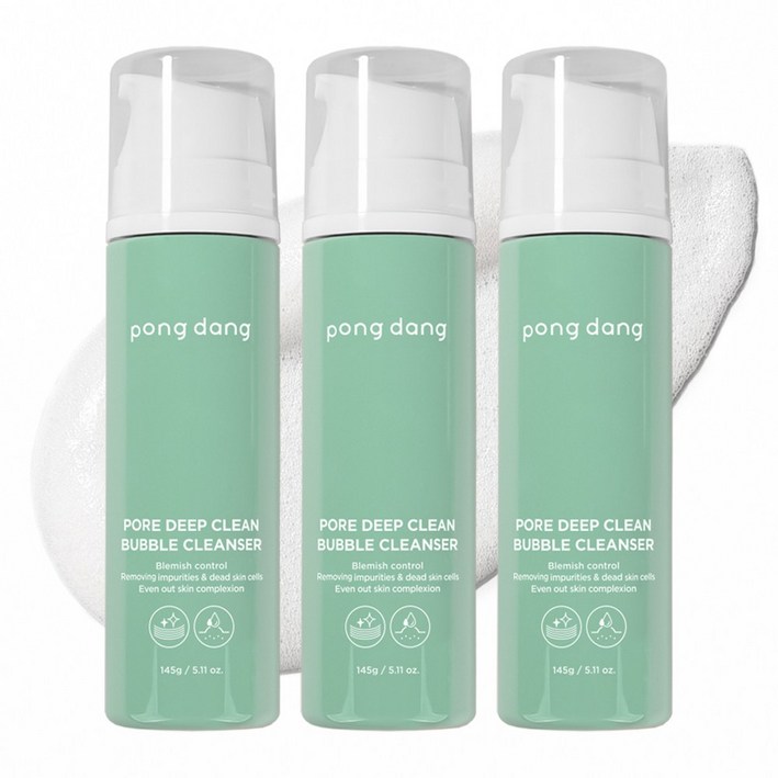 퐁당 포어 딥 클린 버블 클렌저 여드름 기능성 청소년 약산성 폼클렌징, 145g, 3개