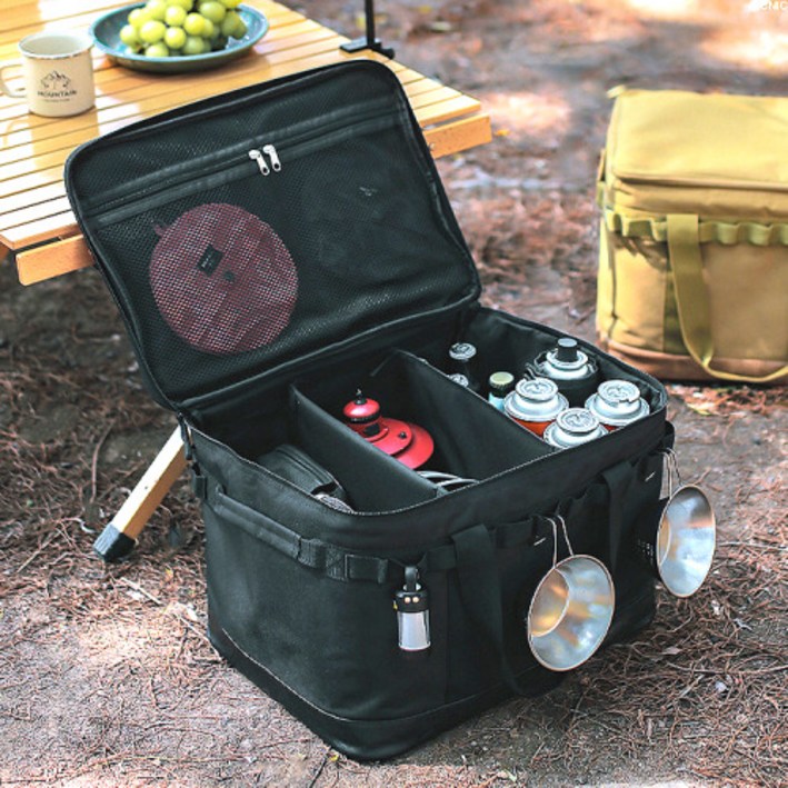 캠핑 대형 수납 가방 다용도 칸막이 멀티 백 대용량 여행용 캠핑용품, 블랙