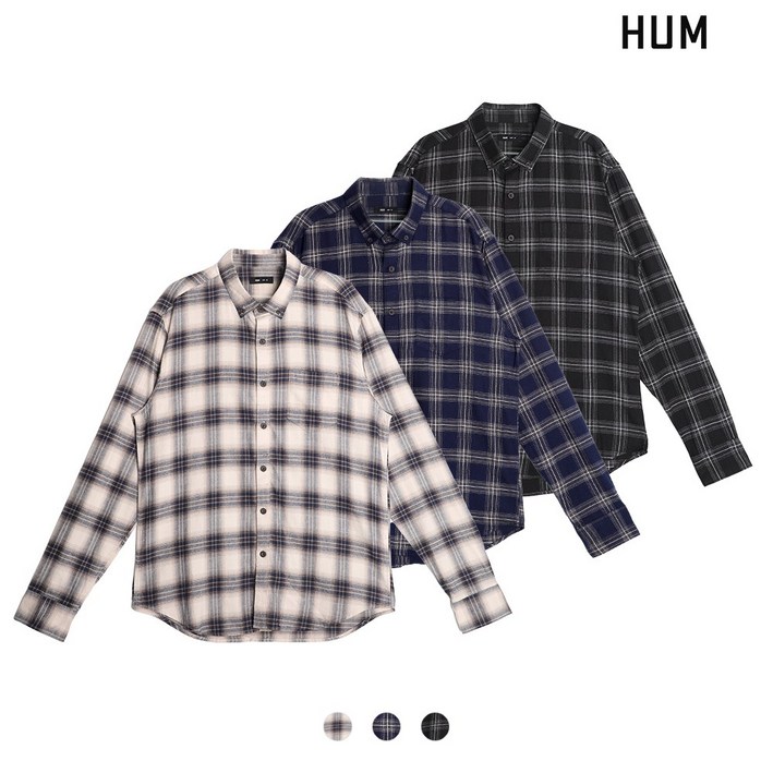 HUM남단기모 체크 셔츠FHNFCSL112P