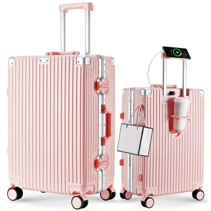 USB충전+알루미늄 REGESY 경량 기내용 캐리어 20/24/27인치 360도 저소음 바퀴 대용량 여행가방 [3년AS]