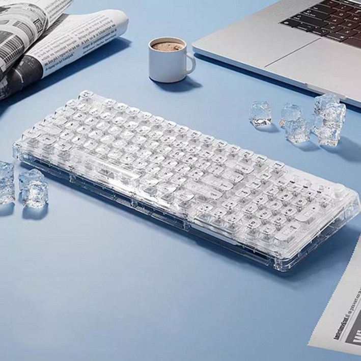 투명 무선 블루투스 기계식 키보드 RGB 저소음 게이밍 키보드 98키, Z99, 투명한