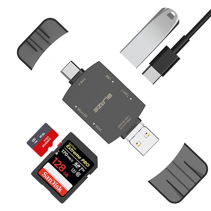 블레이즈 7in1 USB3.2 C타입 허브 멀티 카드리더기 SD CF 카드 마이크로 SD 라이트닝
