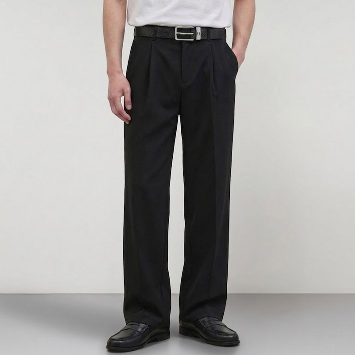 JBOOM 남자 원턱 세미 와이드 슬랙스