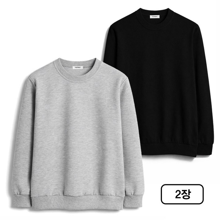 탑보이 2장 세트 국내생산 특양면 무지 맨투맨 빅사이즈 M5XL SCC5223PT