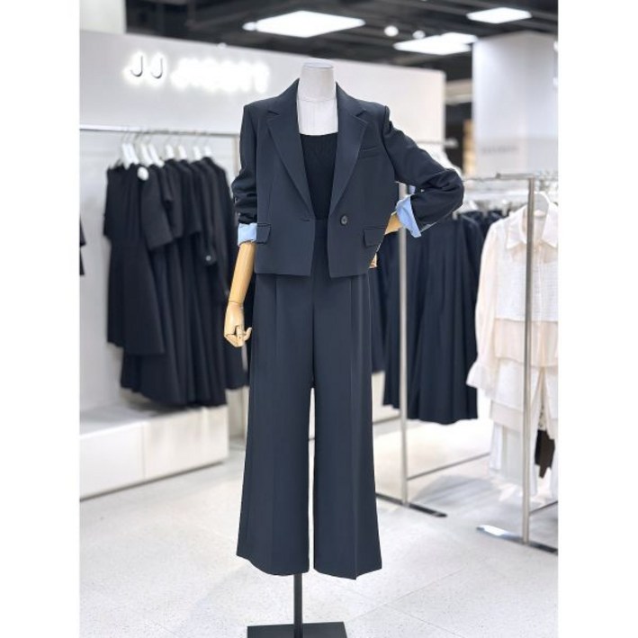 백화점 JJ지고트 커프스 루즈핏 크롭 자켓 핀턱 와이드 팬츠 세트 GR9M0JK901 + GR9M0SL901 아울렛