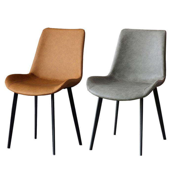 북유럽풍 고급 가죽 식탁의자, 그레이, 2개