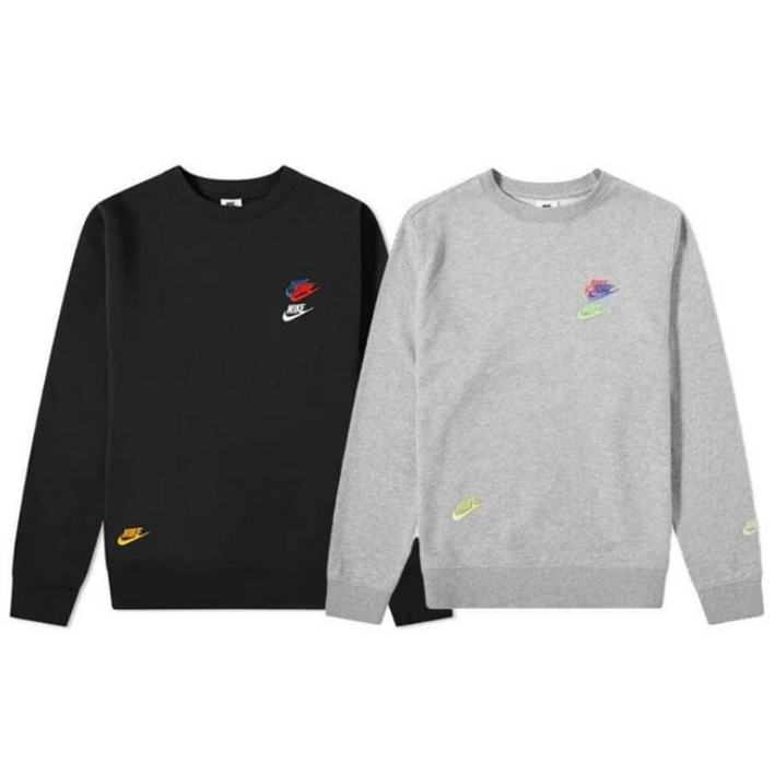 나이키 맨투맨 NSW 크루 에센셜 나이키맨투맨 멀티 스우시 프렌치테리 멀티로고 면 라운드넥 긴팔티 남성 남자 여성 여자 남여공용 맨투맨티 커플 트레이닝 데일리 긴팔 상의 티셔츠